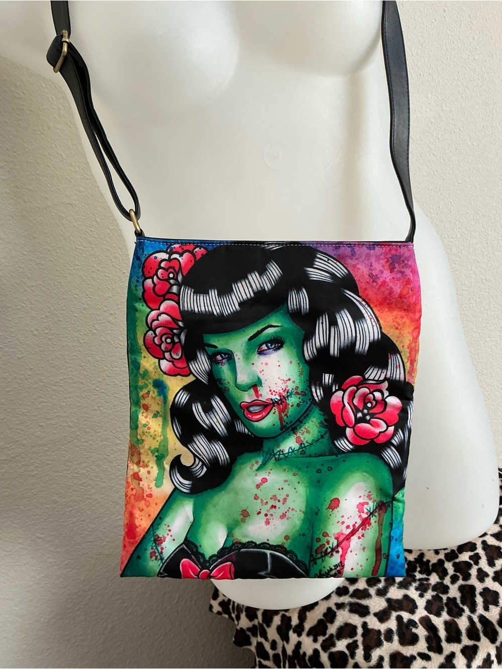 Carissa Rose Zombie Pin Up Girl Crossbody Bag